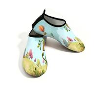 Zapatos acuáticos de playa para mujeres y hombres, de secado rápido, transpirables, antideslizantes, para piscina, surf, fantasía, cuento de hadas, castillo de prado, Verde claro y azul, 41/42 EU
