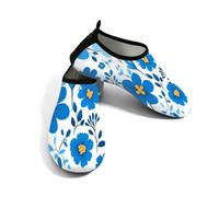 Zapatos acuáticos de playa para mujeres y hombres, de secado rápido, transpirables, antideslizantes, para piscina, surf, patrón de flores azules, Blue, 38.5/39.5 EU