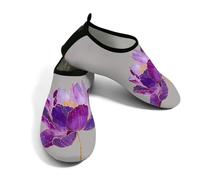 Zapatos acuáticos de playa para mujeres y hombres, de secado rápido, transpirables, antideslizantes, para piscina, surf, líneas doradas, flores sobre gris, Gray, 42.5/43 EU