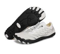 Zapatos Acuáticos Hombre Mujer, Escarpines Playa Antideslizantes de Secado Rápido, Zapatillas Barefoot con Malla Transpirable y Drenaje, para Surf Kayak Piscina Fitness (Negro Blanco,46)