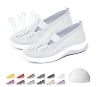 Zapatos Addenno para Mujer, Zapatillas OrtopéDicas Informales, Transpirables Y Sin Cordones para Caminar, Zapatillas De Punto CóModas Y Transpirables para Mujer (White,42)