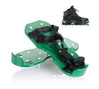 Zapatos aireadores para césped Relaxdays, 13 Clavos, escarificador, Ideales para soleras, BT: 32,5 x 15 cm, Negro/Verde