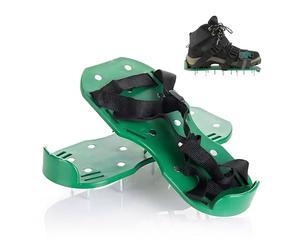 Zapatos aireadores para césped Relaxdays, 13 Clavos, escarificador, Ideales para soleras, BT: 32,5 x 15 cm, Negro/Verde
