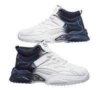 Zapatos altos para hombre, versátiles, informales, deportivos, antideslizantes, para mejorar la altura, juveniles, baloncesto, papá, zapatos de moda, zapatos de invierno, forrados, azul oscuro, 44 EU