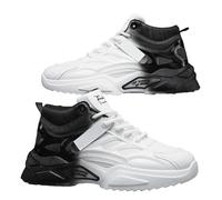 Zapatos altos para hombre, versátiles, informales, deportivos, antideslizantes, para mejorar la altura, juveniles, baloncesto, papá, zapatos de moda, zapatos de invierno, forrados, Negro , 42 EU