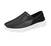 Zapatos azules para mujer con cenefa, zapatillas de moda Plus, zapatos de malla de una sola pierna, zapatos de mamá impermeables zapatos para mujer 40, Negro , 40 EU