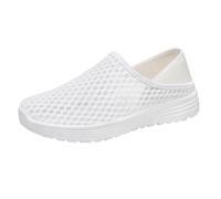 Zapatos azules para mujer con cenefa, zapatillas de moda Plus, zapatos de malla de una sola pierna, zapatos de mamá impermeables zapatos para mujer 40, Blanco, 45 EU