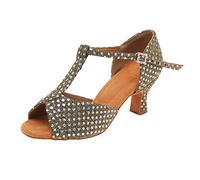 Zapatos Baile Latino Mujer Salsa y Bachata Zapatos de Baile de Salon Tacon Alto Satén Puntera Abierta Suela Blanda Tango Moderna Calzado Para Bailar Profesional de Salon Jazz Práctica y Rendimiento