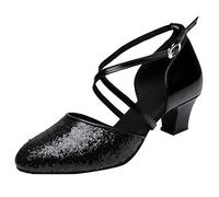 Zapatos Baile Latino Mujer Salsa y Bachata Zapatos de Baile de Salon Tacon Medio Cerrados Suela Blanda Tango Jazz Calzado Para Bailar Moderna Profesional de Salon Fiesta Práctica y Rendimiento