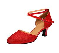 Zapatos Baile Latino Mujer Salsa y Bachata Zapatos de Baile de Salon Tacon Medio Cerrados Suela Blanda Profesional de Salon Tango Calzado Para Bailar Moderna Jazz Fiesta Práctica y Rendimiento
