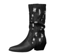 Zapatos Bajos Casual Punta Puntera Tela Patchwork Tacón Grande Tamaño Occidental Vintage Botas de media pantorrilla Botas de Cuero Botas Largas Botas Altas 38, Color blanco., 40 EU