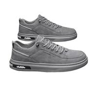 Zapatos bajos para hombre, ante para el tiempo libre, cordones, antideslizantes, planos, para senderismo, exteriores, cómodos, para correr, trekking, caminatas, gris, 43 EU