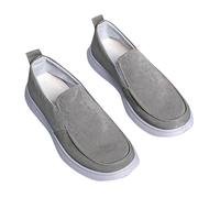 Zapatos bajos para hombre sin cordones, mocasines y mocasines para hombre, de tela, monocolor, zapatos informales, ligeros, suela plana, zapatos para caminar, antideslizantes, monocolor, caqui, 44 EU