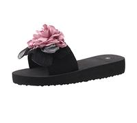 Zapatos bajos para mujer de verano abiertos - Sandalias Bohemias para mujer de verano cómodas de playa Sandalia de punta redonda planta ancha sandalias plataforma con flores sandalia slide ligeros
