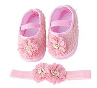 Zapatos Bebe NiñA-Zapatos De Bebé con Banda para El Pelo, Zapatos De Blanda A La para NiñOs PequeñOs, Vestido VersáTil, Zapatos De Princesa con Flores, Zapatos para NiñOs PequeñOs