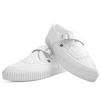 Zapatos Blancos TUK Shoes White Monk Buckle Pointed Creeper Sneaker A9281 (Numeric_39)