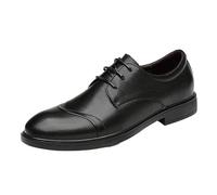 Zapatos boda elegantes con cordones for hombre, piel becerro, Oxford, punta redonda, antideslizantes, for negocios y ocasiones especiales.(Noir,44 EU)