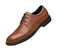 Zapatos boda elegantes con cordones for hombre, piel becerro, Oxford, punta redonda, antideslizantes, for negocios y ocasiones especiales.(Brown,38 EU)