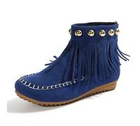 Zapatos Botas Punta Redonda y Botines Cortos con Cremallera y Borlas para Mujer de Moda Botas de Lluvia Rojas, turquesa, 40 EU