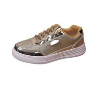 Zapatos brillantes para mujer, tenis con purpurina, informales, ligeros, transpirables, brillantes, con cordones, antideslizantes, cómodos, para caminar, con suela de plataforma gruesa y piel