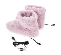 Zapatos Calefactores Eléctricos USB Con Diseño De Bota De Felpa, Recargables Con Resistencia, Parte Superior Suave Y Acolchado Térmico Grueso(Pink)