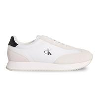 Calvin Klein Runner Sneaker Hombre Retro Lace Up de Piel, Blanco (Bright White/Black), 44