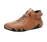 Zapatos casuales de cuero para hombre, para senderismo, impermeables, ligeros, para el trabajo, viajes, montaña, ocio, al aire libre, antideslizantes, con parte inferior de goma, Brown, 44 EU
