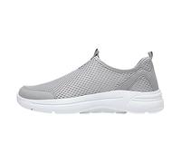 Zapatos casuales de malla de verano para hombre, ligeros, transpirables, sin cordones, zapatillas de deporte, planas, antideslizantes, para correr, tenis, fitness, etc, gris, 45 EU