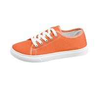 Zapatos Casuales de Mujer, Zapatillas de Lona Unisex de con Cordones, cómodas, Planas, Transpirables, para Uso Diario para Mujeres y (Orange, 38)