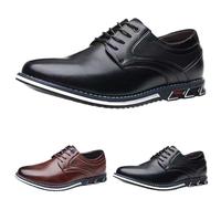 Zapatos casuales de piel para hombre, cómodos, ligeros, con cordones, de piel Oxford, cómodos, clásicos, informales, elegantes, para bodas, jefes, trabajo, negocios, Black, 39 1/3 EU