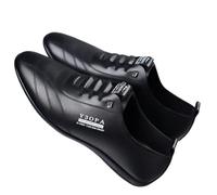 Zapatos casuales de piel sintética para hombre, con cordones, estilo Oxford, para caminar, zapatos inteligentes e informales para uso diario, Black, 38 2/3 EU
