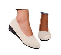 Zapatos Casuales de sin Cordones para Mujer con tacón Grueso cómodos para Uso Diario y Actividades cotidianas (Beige, 43) #173