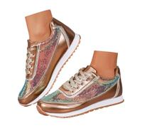 Zapatos casuales elegantes con cordones y purpurina para mujer, zapatillas cómodas con temperamento Sandalias Mujer Plantillas