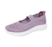 Zapatos casuales Mary Jane para mujer, ligeros, cómodos, para caminar, sin cordones, de malla transpirable, zapatos planos para mujer, Purple, 38 EU