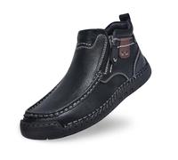 Zapatos casuales para hombre - Montantes de piel mocasines cómodos con suela plana fáciles de poner, uso diario con pantalones vaqueros adecuados para todas las estaciones y varios, Le Noir, 39 EU