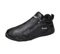 Zapatos casuales para hombre para primavera y otoño e invierno, con cierre, de terciopelo, cálidos, para correr, montañismo, senderismo, deportes, parte superior cálida, Black, 40 2/3 EU
