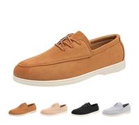 Zapatos casuales para hombre, zapatillas deportivas, zapatos planos de ante de un solo color, zapatos casuales para caminar, mocasines bajos, transpirables, con cordones, punta redonda, zapatos de