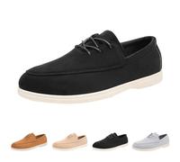 Zapatos casuales para hombre, zapatillas deportivas, zapatos planos de ante de un solo color, zapatos casuales para caminar, mocasines bajos, transpirables, con cordones, punta redonda, zapatos de