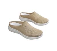 Zapatos casuales para mujer, sandalias cómodas con suela suave para primavera y verano, puntera abierta, uso diario, ligeras, transpirables, caqui, 41 EU