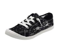 Zapatos casuales para mujer, sin cordones, planos, vulcanizados, para el día a día, ocio, zapatos cómodos para mujer con diseño de encaje para mujeres conscientes de la moda, Negro , 42 EU