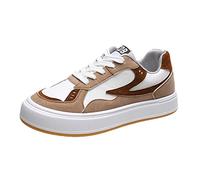 Zapatos casuales para mujer, zapatos de plataforma, zapatos suaves para caminar, zapatos de patinaje con bloques de color, zapatos de cuña marrón para mujer, Khaki, 39 EU