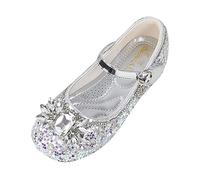 Zapatos casuales para niños y niñas, zapatos de baile con hebilla de dedo del pie redondo zapatos de vestir zapatos de mujer deportivo, plata, 31.5 EU