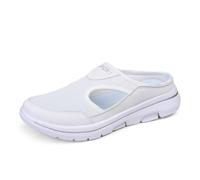 Zapatos Casuales sin Cordones para Mujer, Mocasines de Verano de Malla Transpirable, Zapatillas cómodas de tacón Medio para Caminar, Yoga y Escuela. (White, 43)