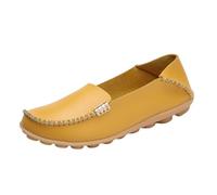 Zapatos Cómodos De Enfermera para Mujer, Mocasines Transpirables Antideslizantes De Cuero con Plataforma Sin Cordones para Mujer, Zapatos del Hospital Antideslizantes Amortiguador(Yellow,40 EU)