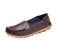 Zapatos Cómodos De Enfermera para Mujer, Mocasines Transpirables Antideslizantes De Cuero con Plataforma Sin Cordones para Mujer, Zapatos del Hospital Antideslizantes Amortiguador(Coffee,36 EU)