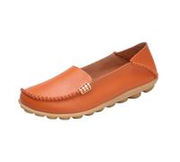 Zapatos Cómodos De Enfermera para Mujer, Mocasines Transpirables Antideslizantes De Cuero con Plataforma Sin Cordones para Mujer, Zapatos del Hospital Antideslizantes Amortiguador(Orange,44 EU)