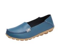 Zapatos Cómodos De Enfermera para Mujer, Mocasines Transpirables Antideslizantes De Cuero con Plataforma Sin Cordones para Mujer, Zapatos del Hospital Antideslizantes Amortiguador(Blue,43 EU)