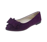 Zapatos cómodos para mujer, acolchado de aire y otoño ligero de ante con puntos, boca plana, arco suave, zapatos únicos, para citas, tallas grandes, zapatos planos para mujer, 40 H de ancho, morado