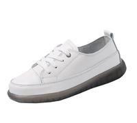 Zapatos con cordones para mujer, elegantes, informales, planos, cómodos, informales, antideslizantes, deportivos, transpirables, suela suave, mocasines, bota, Blanco, 38 EU