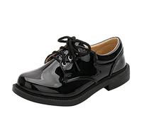 Zapatos con cordones para niñas, zapatos de charol con tacón, zapatos de cuero, zapatos de vestir de tacón bajo, zapatos clásicos de color sólido, zapatos escolares, fondo fino, ocasiones festivas